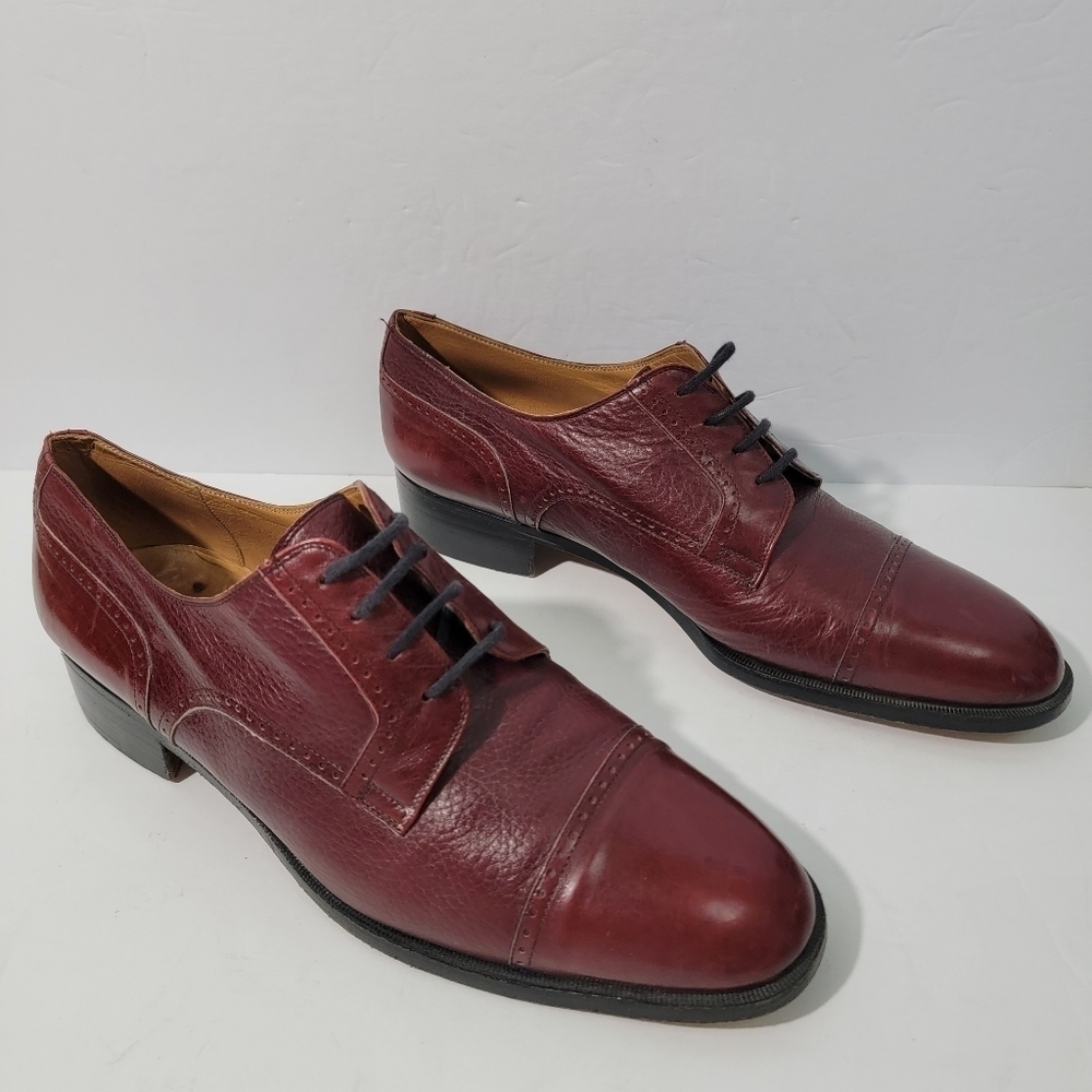 TED LAPIDUS Paris Men's Rust Textured Oxford Shoes Size 9 Leather Lace Tie
